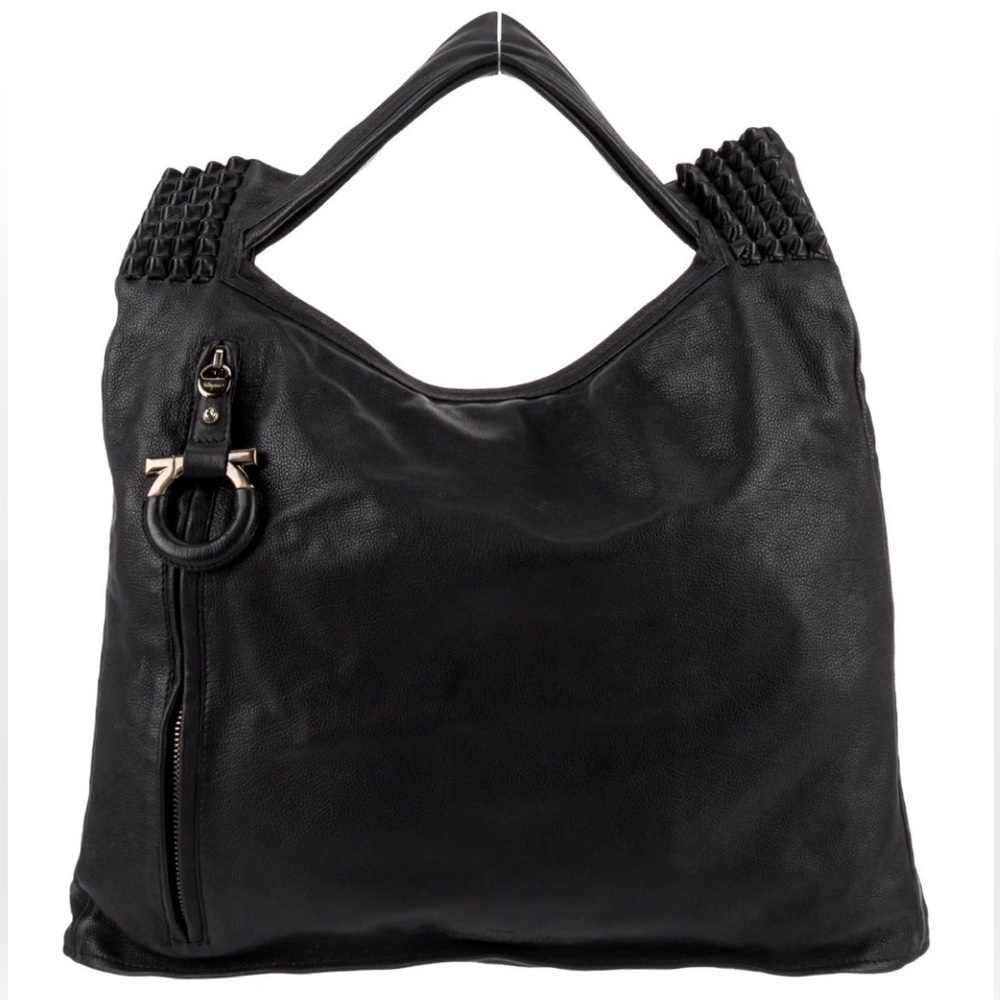 Salvatore Ferragamo Black Leather Gancio Bag